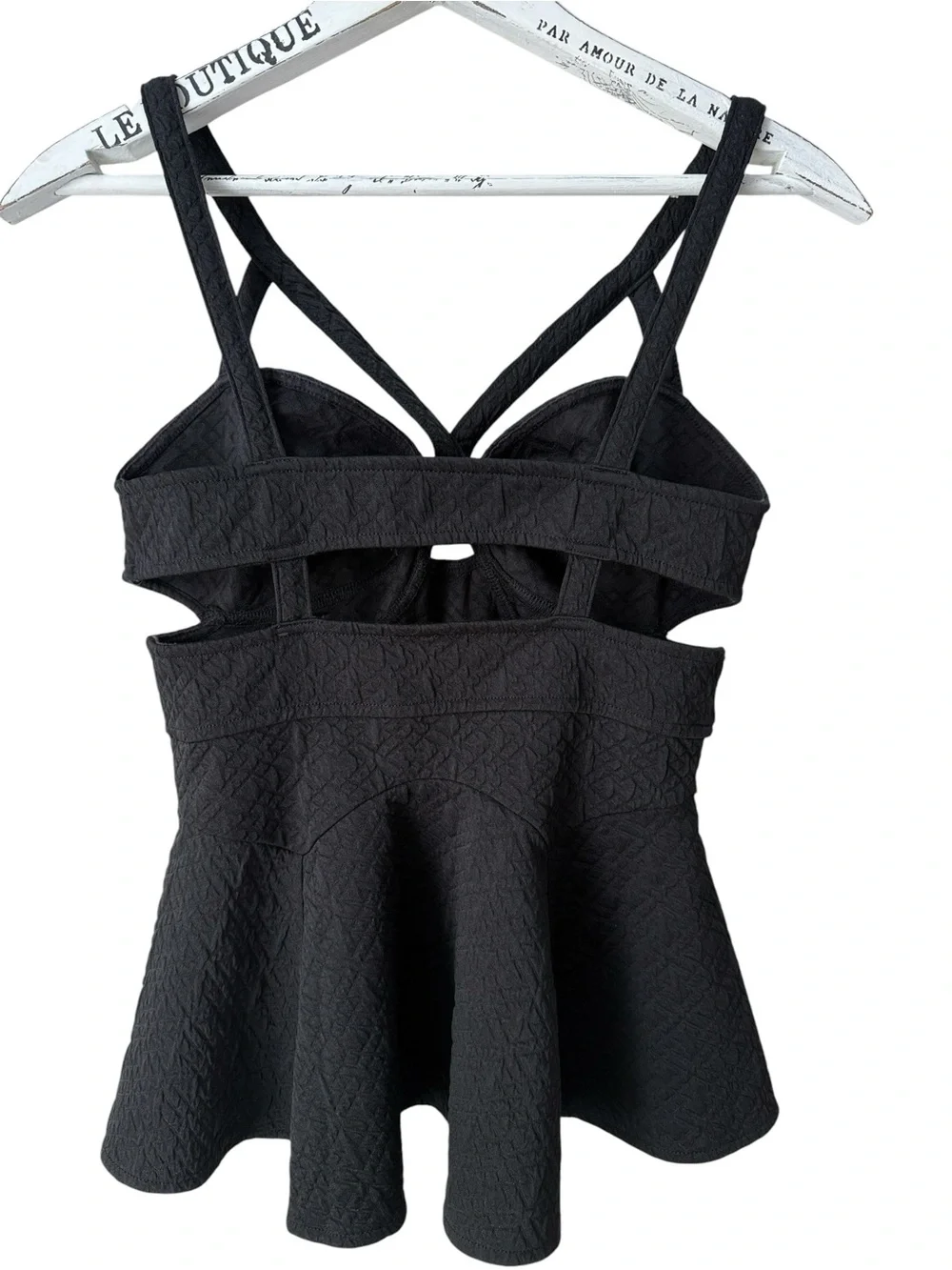 Free People Textured Cutout Peplum Tank Top Size S